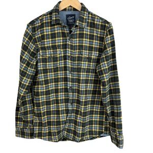 Grayers Heritage Flannels Mens M Medium Plaid Button Up Shirt Yellow Black‎ Blue